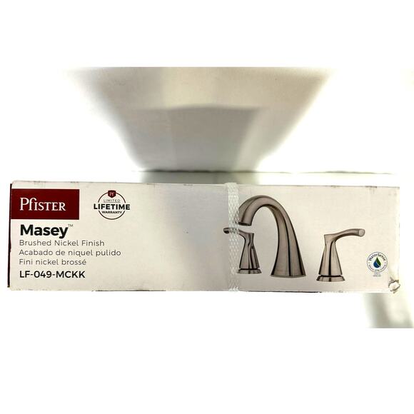 Pfister 3-Hole "Masey" Nickel Finish LF049MCKK Faucet w/Push & Seal Drain-NEW! - Picture 8 of 8
